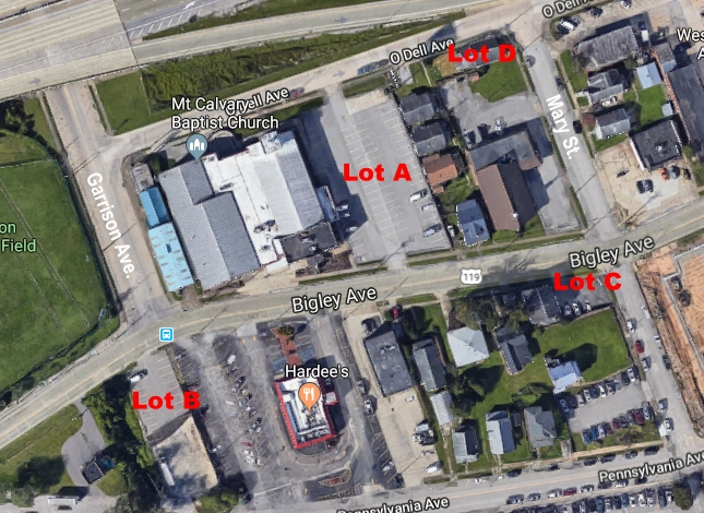 Aerial view of the Parking Lots (A, B, C, and D)